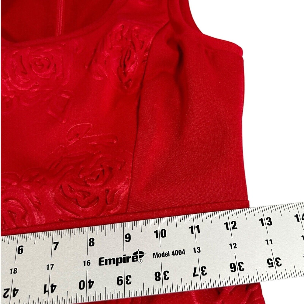 Nanette Lepore L'Amour Mini Dress Size S Red Sculptured Roses Date Going Out - Picture 6 of 10